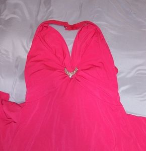 Women's Halter V-Neck Evening Dress in Red